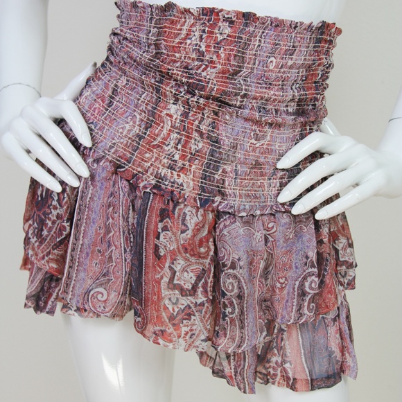 SOLD. Isabel Marant Silea Paisley Silk Mini Skirt - Picture 3 of 8